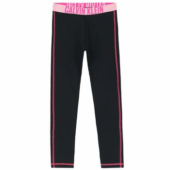 Girls Black Logo Leggings