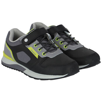 Boys Black Leather Trainers