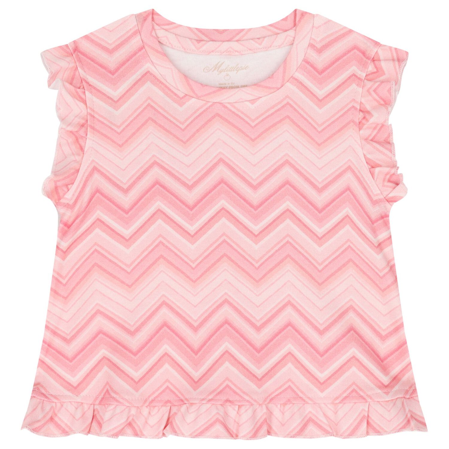 Girls Pink Zig Zag Pyjamas, 1, hi-res