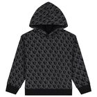 Boys Black & Grey Logo Hooded Top, 1, hi-res