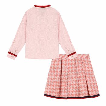 Girls Pink Blouse & Skirt Set