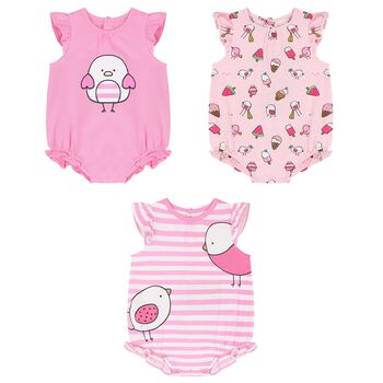 Baby Girls Pink Bodysuits ( 3-Pack )