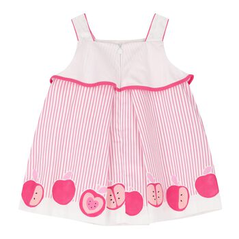 Baby Girls White & Pink Striped Dress