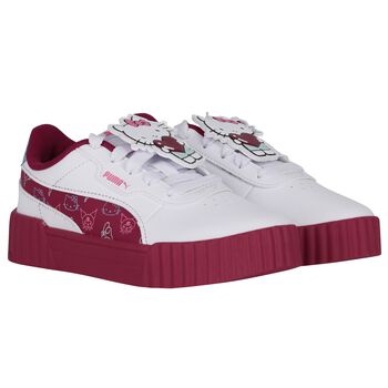 Girls White & Burgundy Hello Kitty Trainers