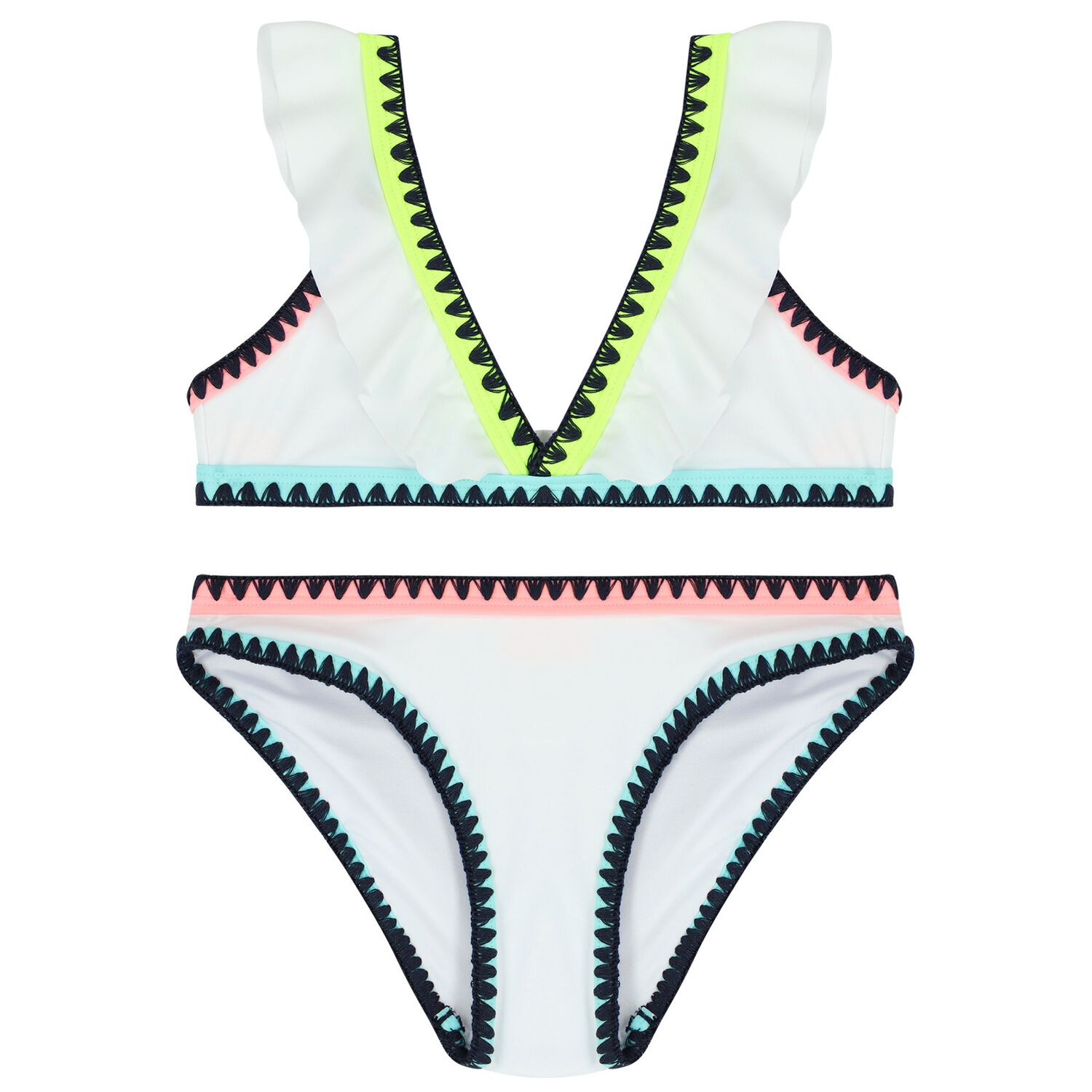 مايوة بكينى بنات مطرز باللون الأبيض, 1, hi-res