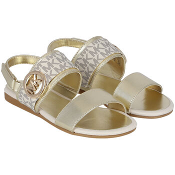 Girls Gold Logo Sandals