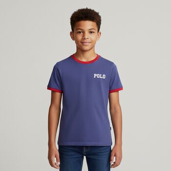 Boys Navy Blue Polo Logo T-Shirt