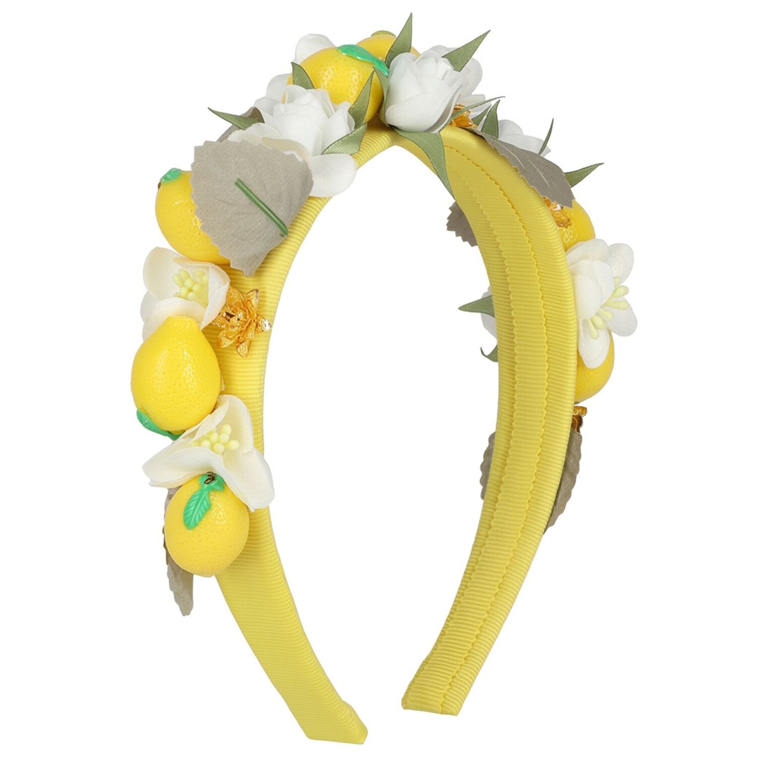 Girls Yellow Floral & Lemon Headband, 1, hi-res