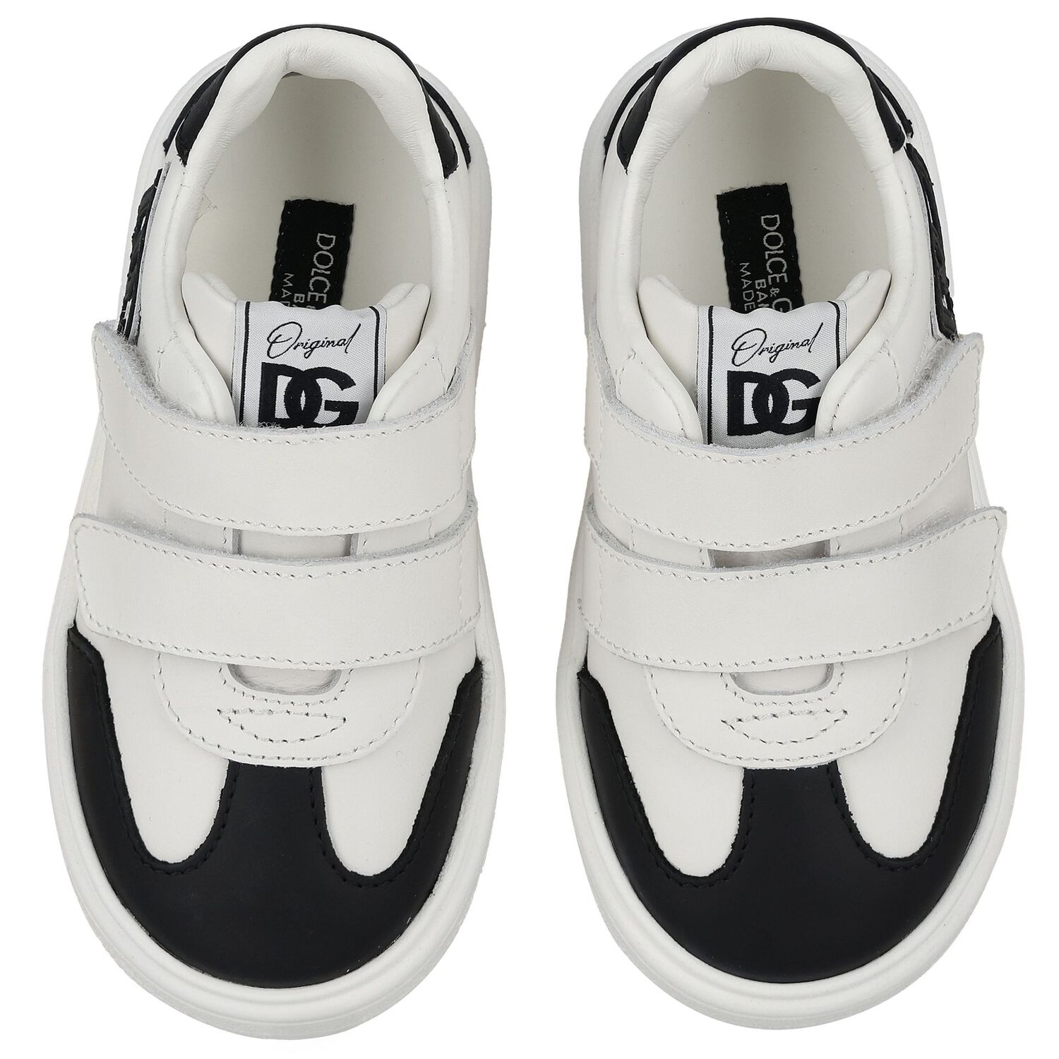 White & Black Logo Trainers, 1, hi-res