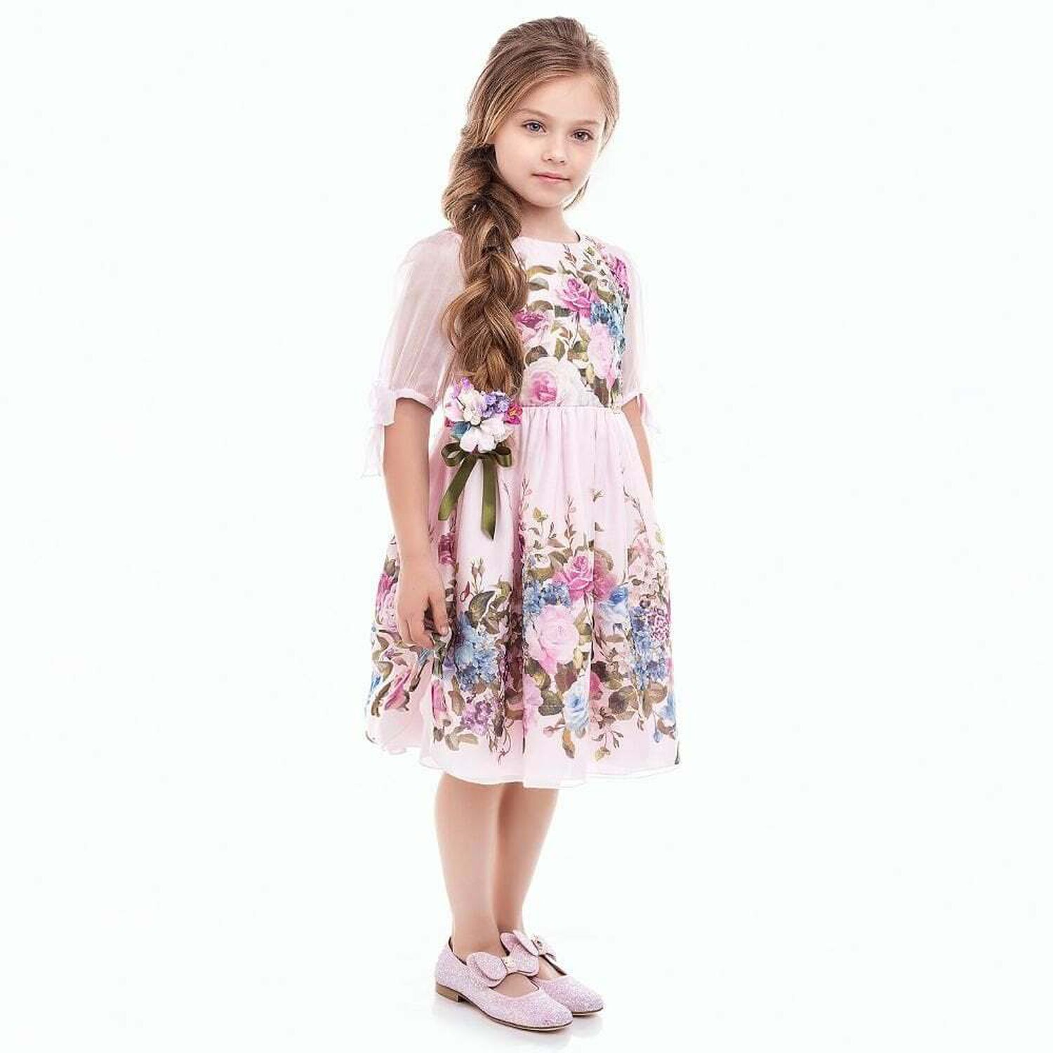 Girls Pink Floral Dress, 1, hi-res image number null