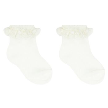 Younger Girls Ivory Lace Socks