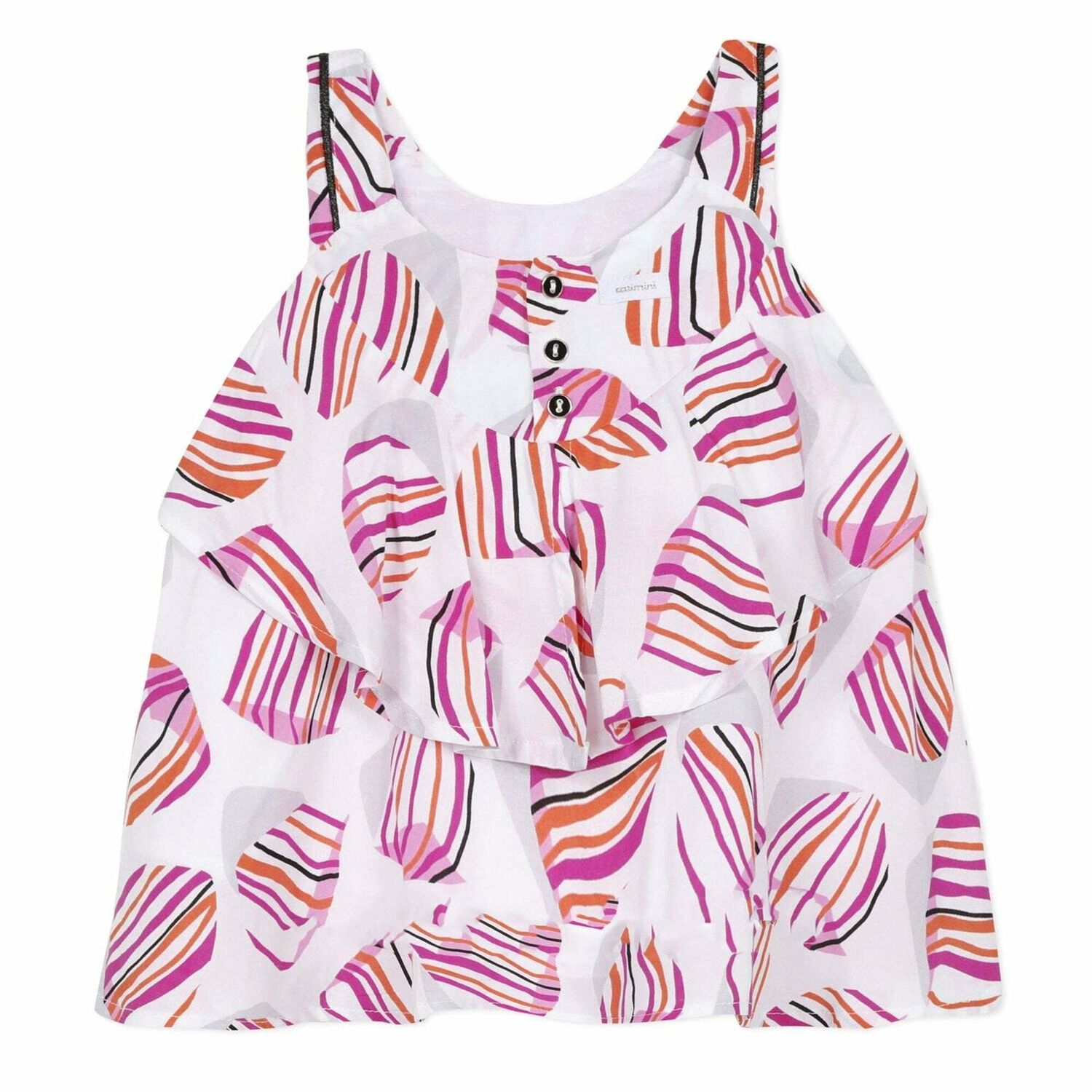 Girls White & Pink Frilled Top, 1, hi-res image number null