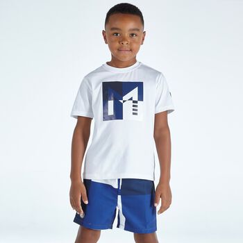 Boys Blue Printed Swim Shorts