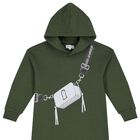 Girls Green Bag Hooded Dress, 1, hi-res