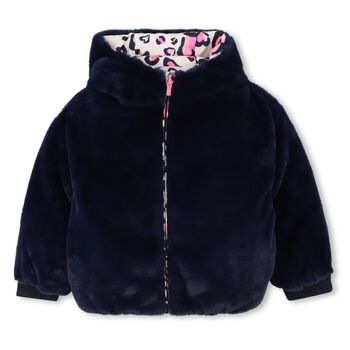Girls Ivory & Navy Blue Reversible Jacket