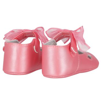 Baby Girls Pink Bow Pre Walker Shoes, 2 Baby Girls Pink Bow Pre Walker Shoes
