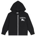 Boys Black EKD Logo Hooded Zip Up Top, 1, hi-res