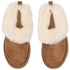Girls Chestnut Brown Tazzelle Suede Mules, 1, hi-res