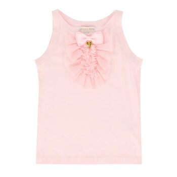 Girls Pink Tulle Ruffle Top