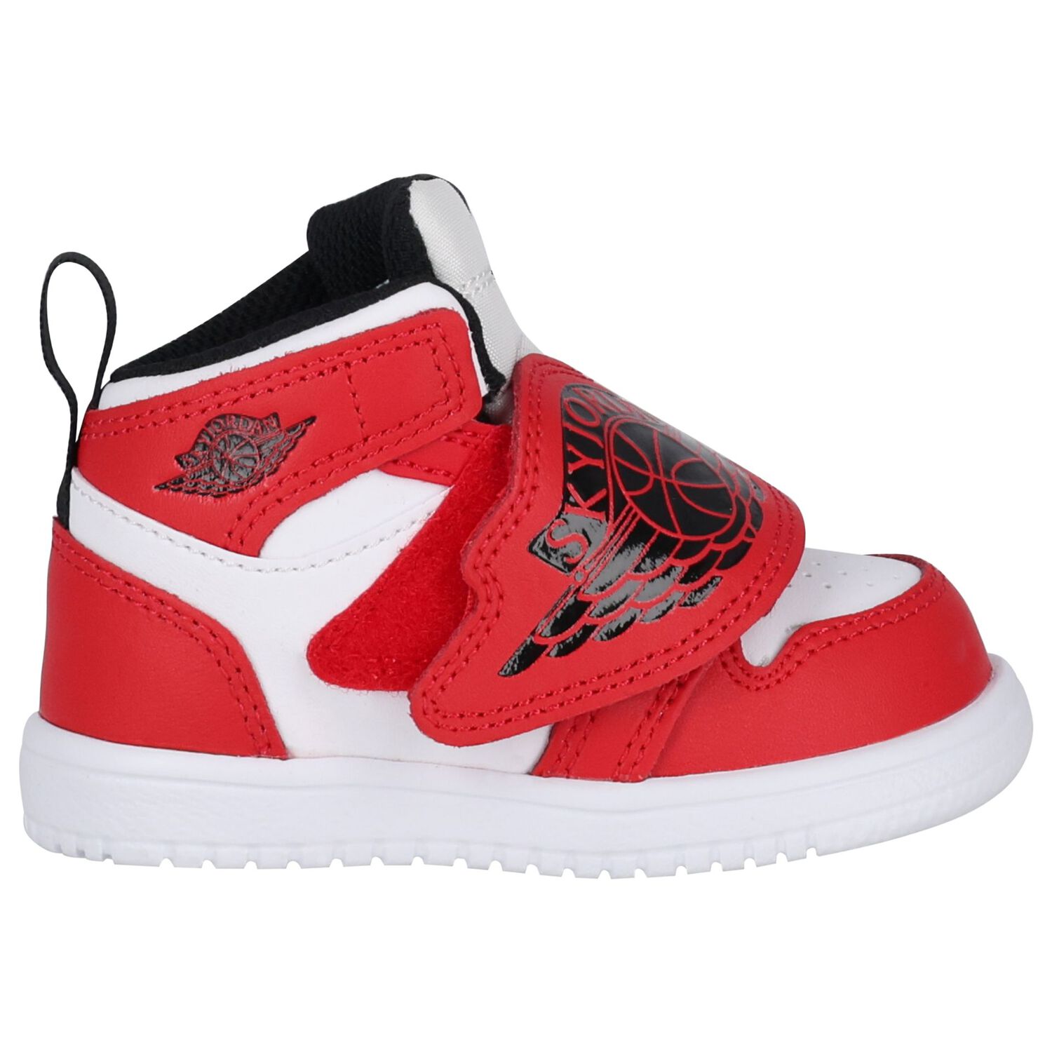Black, Red & White Sky Jordan 1 Trainers, 4, hi-res
