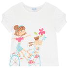 Girls White & Blue Shorts Set, 1, hi-res