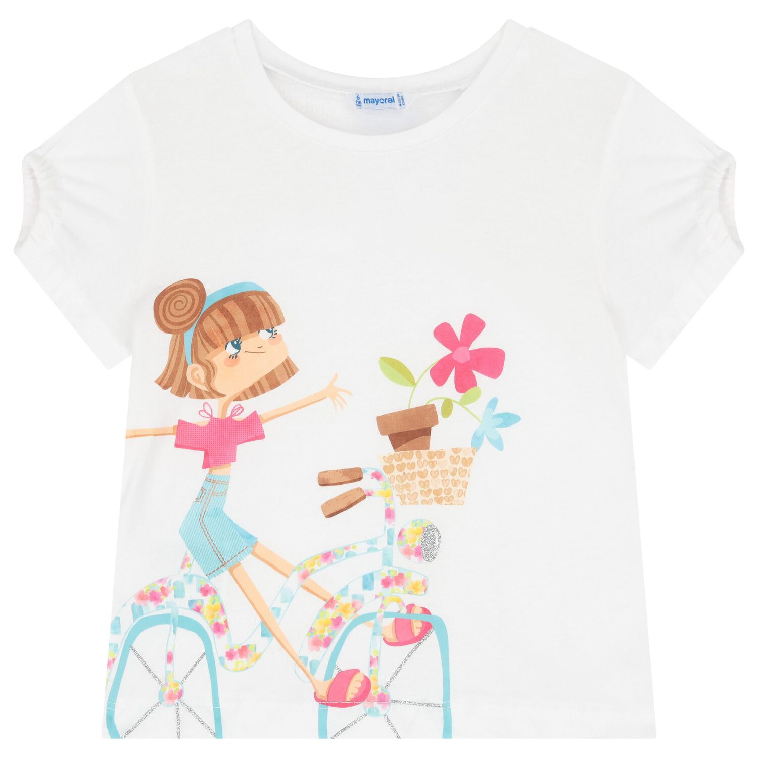 Girls White & Blue Shorts Set, 1, hi-res image number null