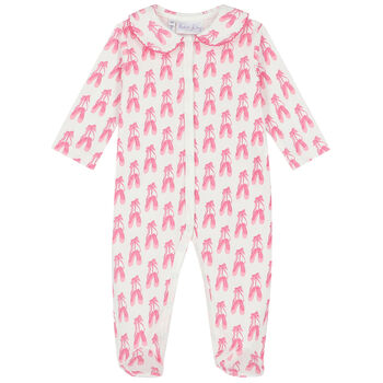 Baby Girls Ivory & Pink Babygrow