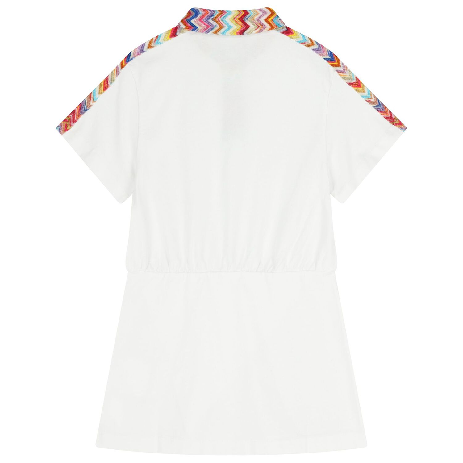 Girls White Logo Zig Zag Dress, 1, hi-res
