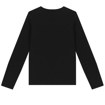 Girls Black Logo Long Sleeve Top