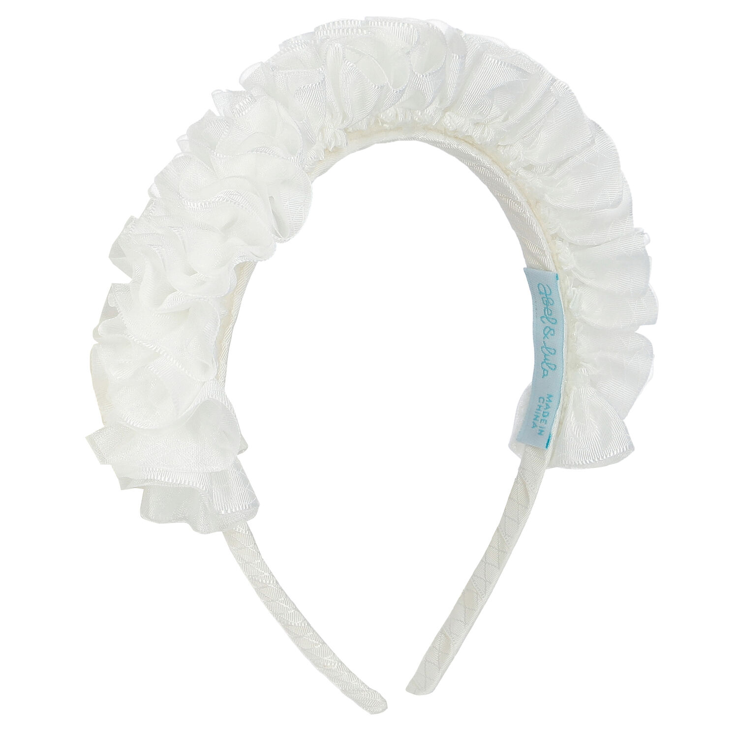 Girls White Ruffled Headband, 1, hi-res image number null