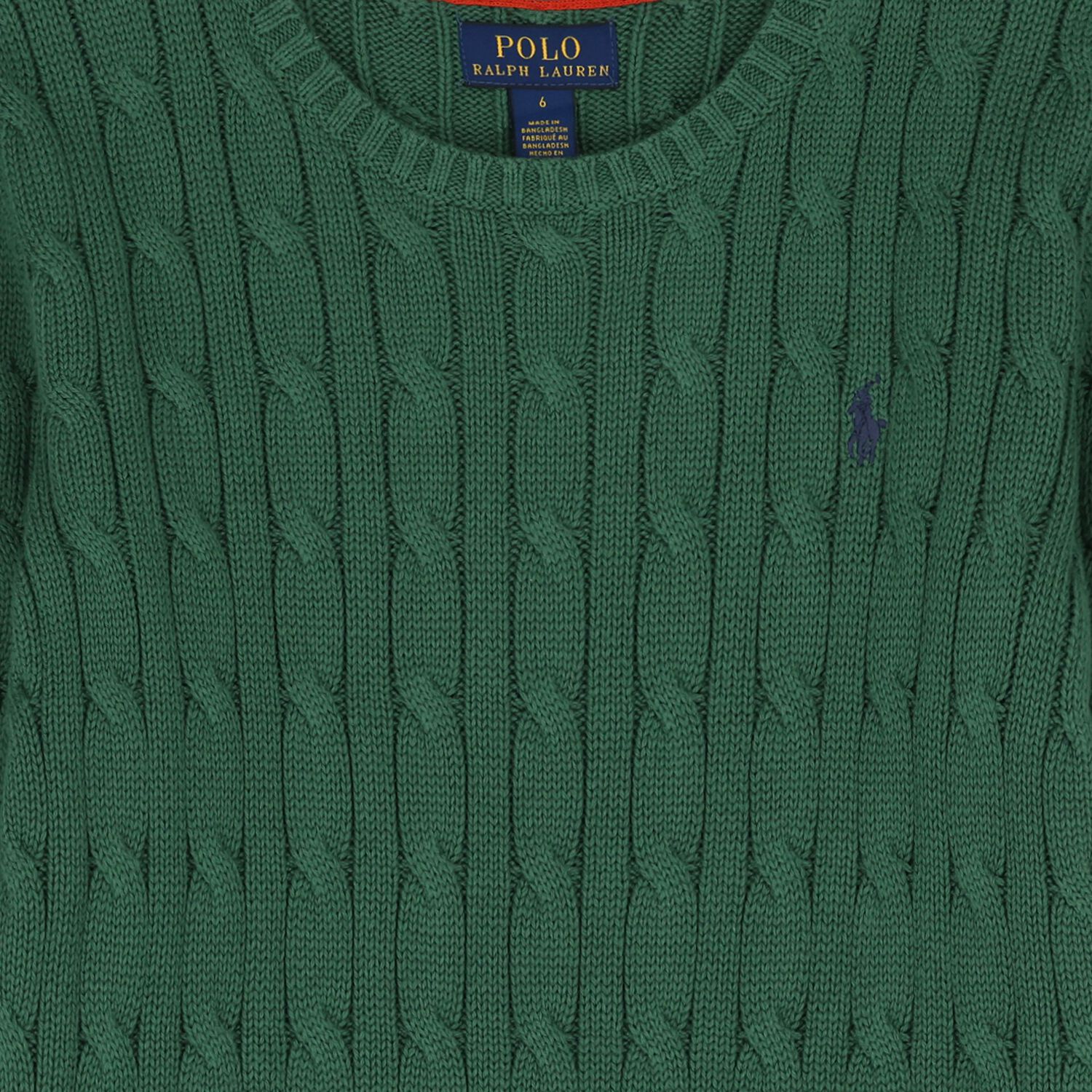 Boys Green Logo Cable Knit Sweatshirt, 2, hi-res