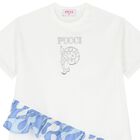 Girls White & Blue Leocorno Dress, 1, hi-res