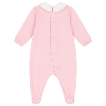 Baby Girls Pink Teddy Bear Logo Babygrow