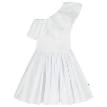 Girls White Ruffled Dress