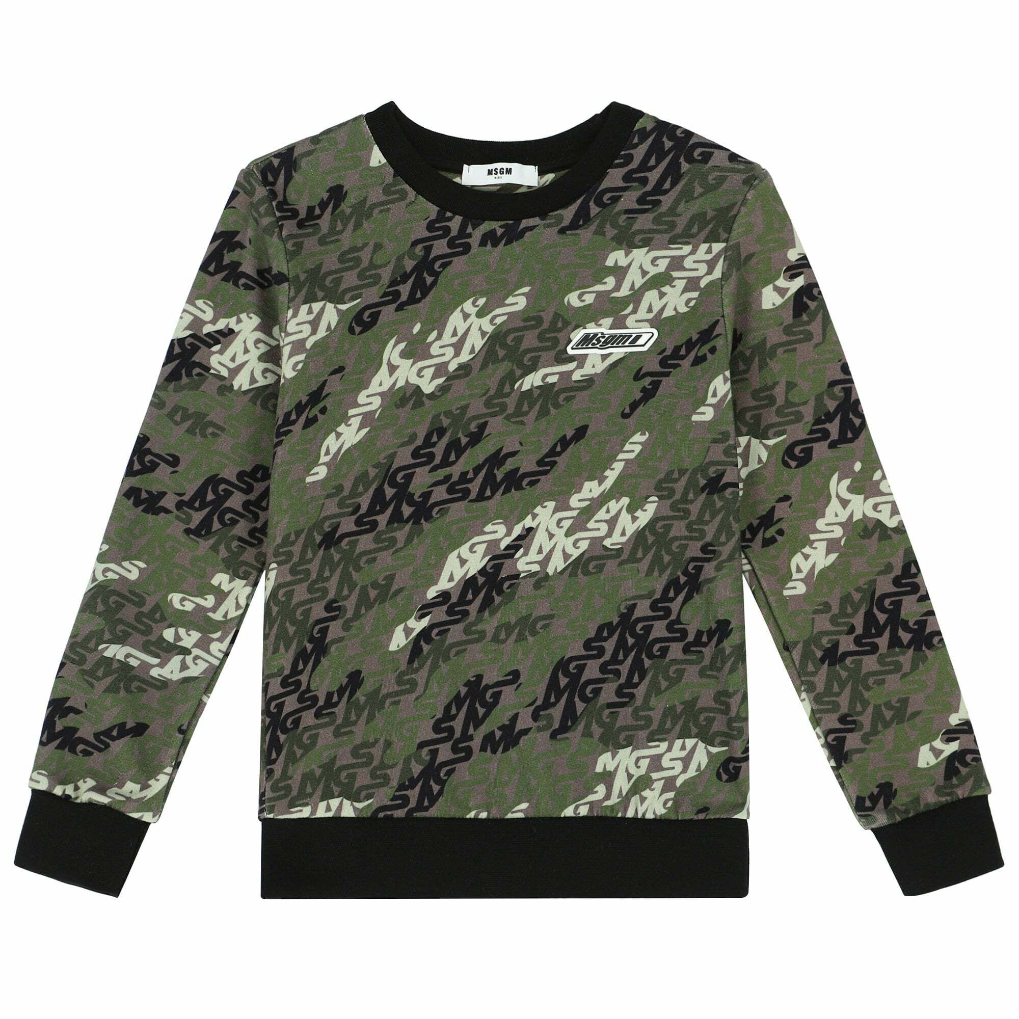MSGM Boys Green Camouflage Sweatshirt Junior Couture Bahrain