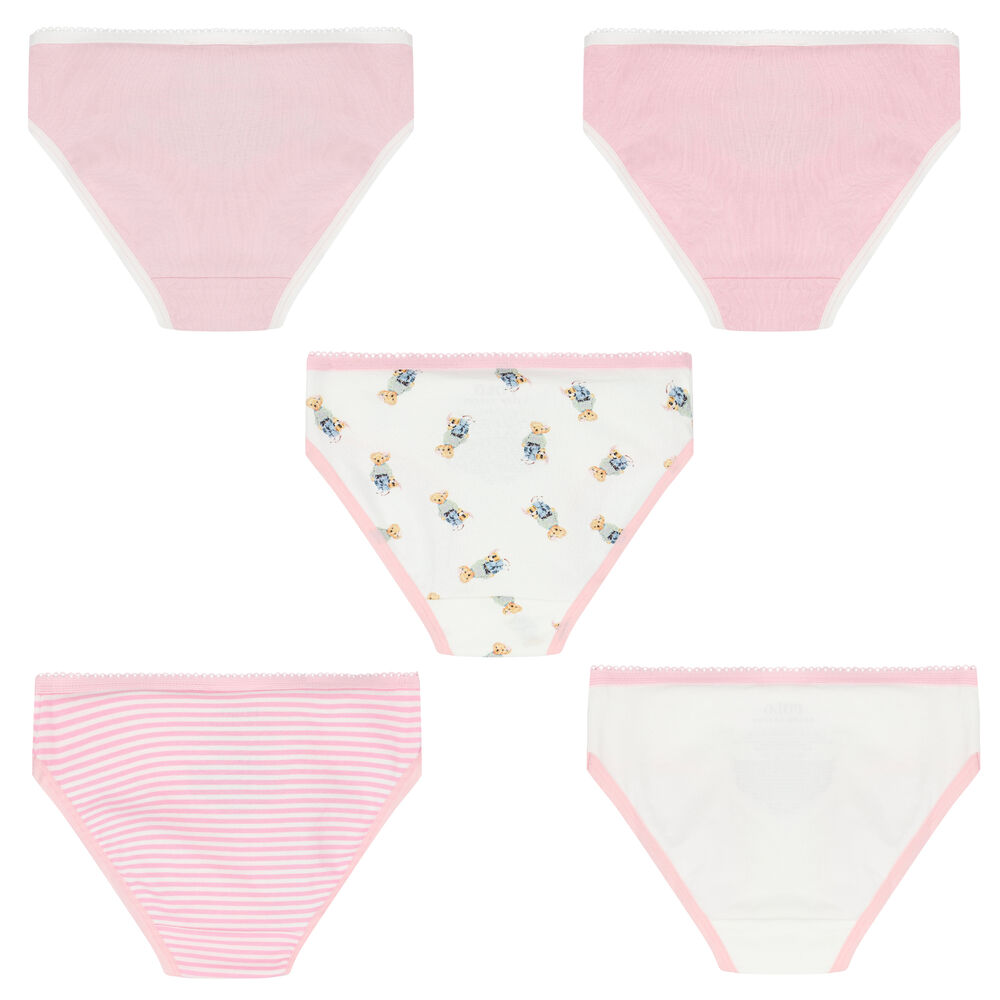 Ralph Lauren Girls Pink & White Bikini Brief ( 5-Pack )