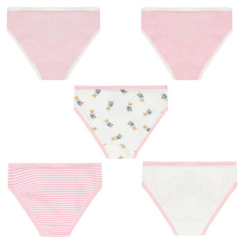 Girls Pink & White Bikini Brief ( 5-Pack )