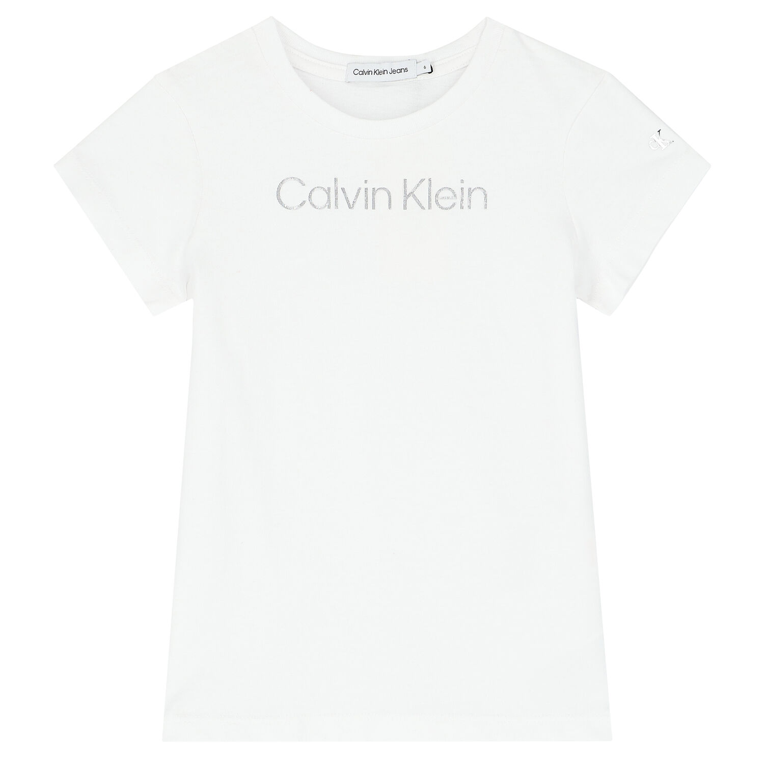 Girls White & Silver Logo T-Shirt, 1, hi-res
