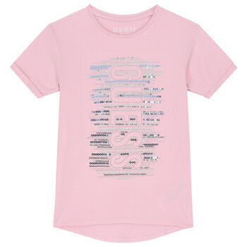 Girls Pink Logo Sequins T-Shirt