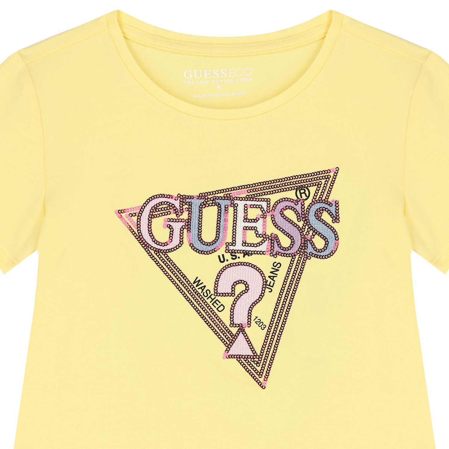 Girls Yellow Embellished Logo T-Shirt, 2, hi-res image number null