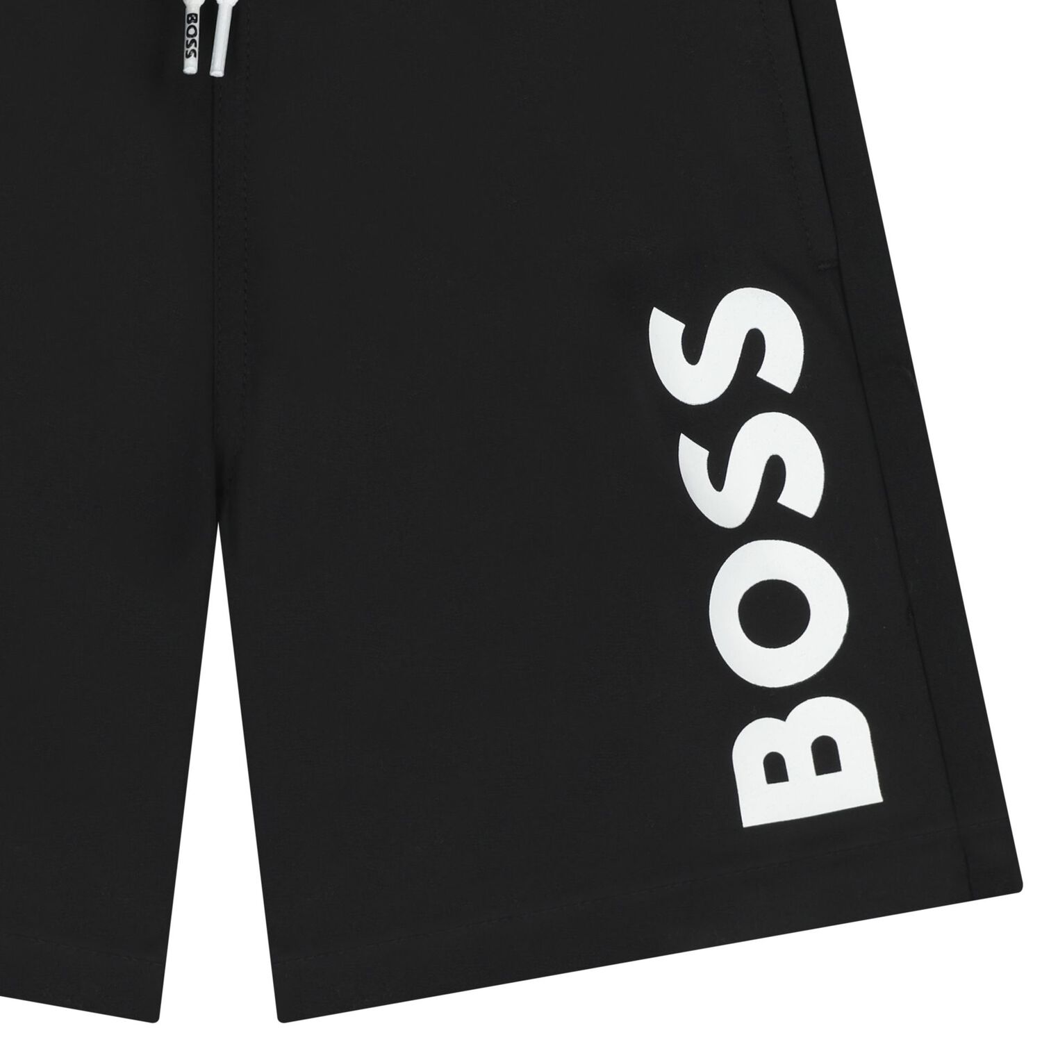 Boys Black Logo Swim Shorts, 1, hi-res