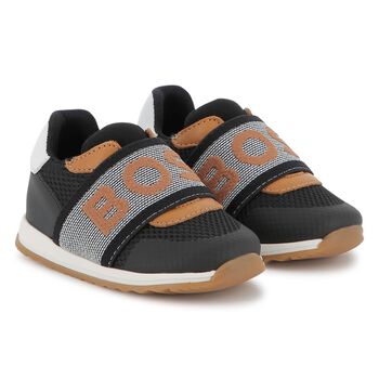 Boys Black Logo Trainers