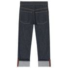 Boys Navy Blue Web Striped Denim Jeans, 1, hi-res