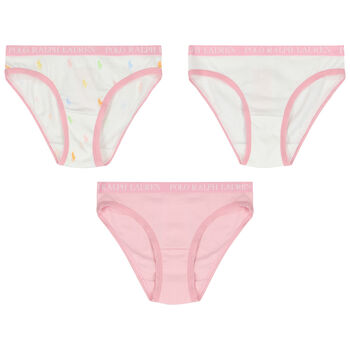 Girls Pink & White Bikini Brief ( 3-Pack )