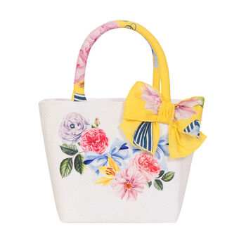 Girls White & Yellow Floral Handbag