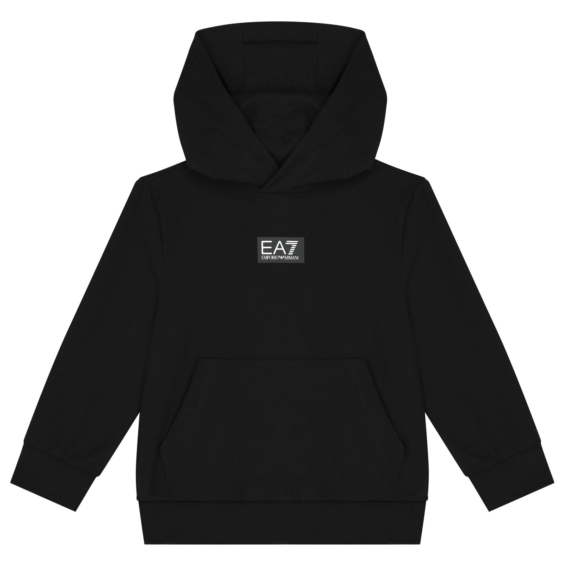 EA7 Emporio Armani Boys Black Logo Hooded Top Junior Couture Bahrain