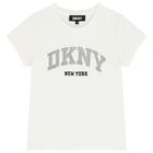 Girls White Embellished Logo T-Shirt, 1, hi-res