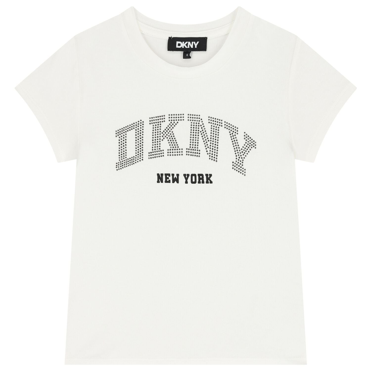 Girls White Embellished Logo T-Shirt, 1, hi-res