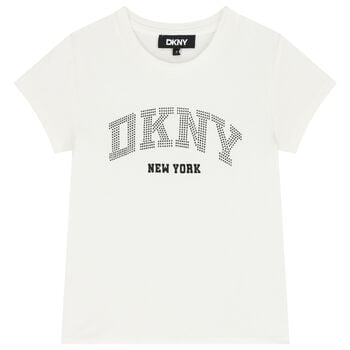 Girls White Embellished Logo T-Shirt