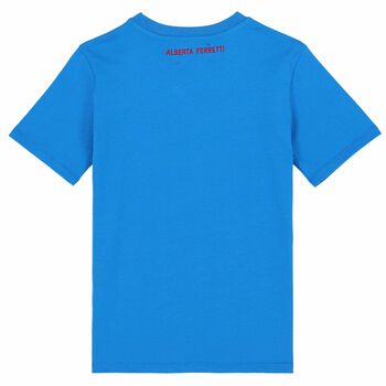Girls Blue Embroidered Jersey T-Shirt